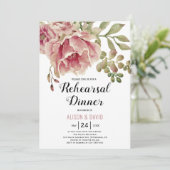 ほこりっぽいバラピンク結婚フローラのリハーサル 招待状 (スタンド正面)