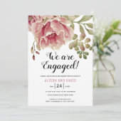 ほこりっぽいバラピンク結婚フローラ婚約パーティ 招待状 (スタンド正面)