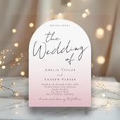 ほこりっぽいバラピンク結婚式招待状写真QRコード 招待状