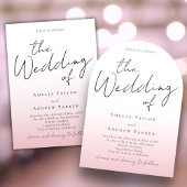 ほこりっぽいバラピンク結婚式招待状写真QRコード 招待状