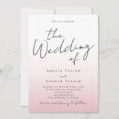 ほこりっぽいバラピンク結婚式招待状QRコードRSVP 招待状 (正面)