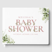 ほこりっぽいバラピンク緑レターベビーシャワー ゲストブック (正面)