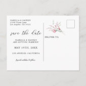 ほこりっぽいバラピンク赤面野生の花の日付を保存 案内ポストカード (裏面)