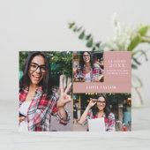 ほこりっぽいバラピンク3写真金ゴールド卒業パーティーInvi 招待状 (スタンド正面)