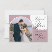 ほこりっぽいバラピンク4アーチ結婚写真の書道 サンキューカード (正面)