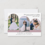 ほこりっぽいバラピンク4アーチ結婚写真の書道 サンキューカード (裏面)