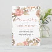 ほこりっぽいバラピーチクリームフローラ退職パーティー 招待状 (スタンド正面)