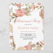 ほこりっぽいバラピーチクリームフローラ退職パーティー 招待状 (正面/裏面)
