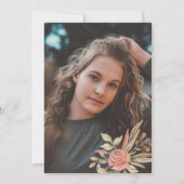 ほこりっぽいバラピーチクリームフローラSweet sixteen写真 招待状 (裏面)