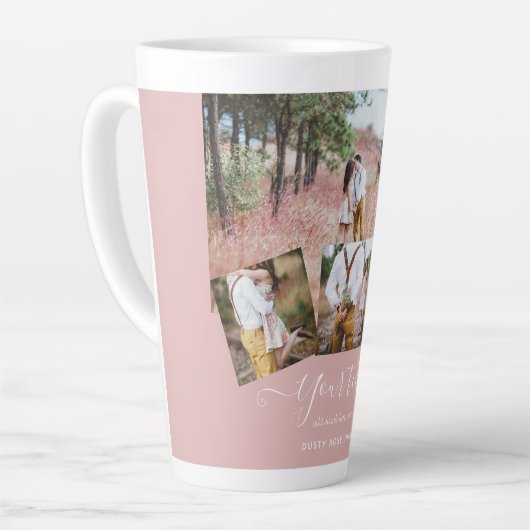 ほこりっぽいバラフォトコラージカスタムウェディングギフト カフェラテマグ (左アングル)