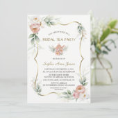 ほこりっぽいバラフラワーズエアリーグリーンブライダルシャワー 招待状 (スタンド正面)