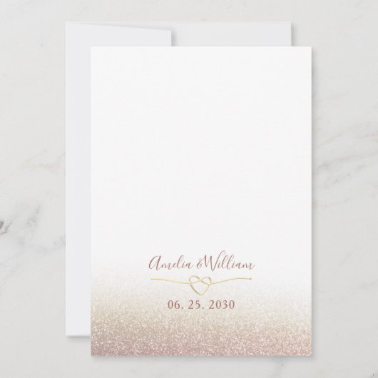 ほこりっぽいバラフローラと金ゴールド結婚式招待状 招待状 (裏面)