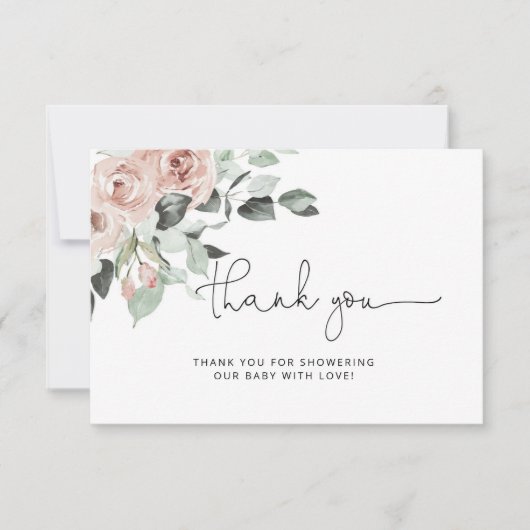 ほこりっぽいバラフローラの赤ちゃん感謝していシャワーあなた カード (正面)