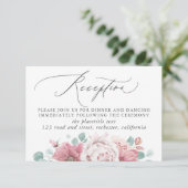 ほこりっぽいバラフローラウェディングレセプション エンクロージャーカード (スタンド正面)