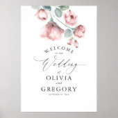 ほこりっぽいバラフローラエレガントなウェディングウェルカム ポスター (正面)