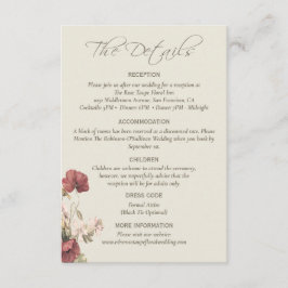 ほこりっぽいバラフローラエレガントな結婚式詳細カード エンクロージャーカード