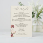 ほこりっぽいバラフローラエレガントな結婚式詳細カード エンクロージャーカード (スタンド正面)