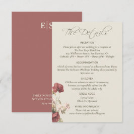 ほこりっぽいバラフローラエレガントな結婚式詳細カード エンクロージャーカード