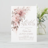 ほこりっぽいバラフローラエレガントミニマルブライダルシャワー 招待状 (スタンド正面)