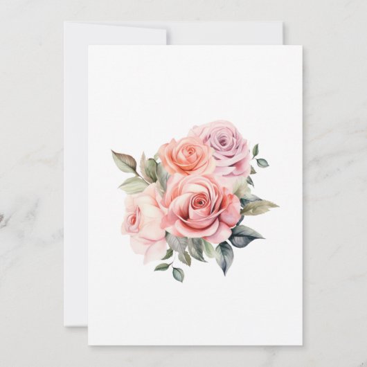 ほこりっぽいバラフローラエレガントミニマルブライダルシャワー 招待状 (裏面)