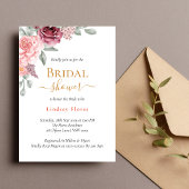 ほこりっぽいバラフローラエレガント金ゴールドブライダルシャワー 招待状