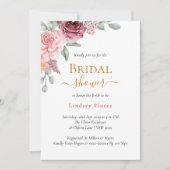 ほこりっぽいバラフローラエレガント金ゴールドブライダルシャワー 招待状 (正面)