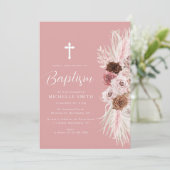 ほこりっぽいバラフローラクロス洗礼 招待状 (スタンド正面)