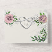 ほこりっぽいバラフローラグリーンリーオールインワン招待状 オールインワン招待状 (裏面)