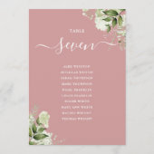 ほこりっぽいバラフローラシーティングプランテーブル番号 招待状 (裏面)