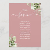 ほこりっぽいバラフローラシーティングプランテーブル番号 招待状 (正面)