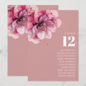 ほこりっぽいバラフローラテーブル番号座席表 招待状 (正面/裏面)