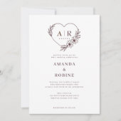 ほこりっぽいバラフローラハート結婚式招待状 招待状 (正面)