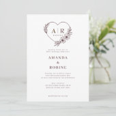 ほこりっぽいバラフローラハート結婚式招待状 招待状 (スタンド正面)