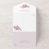 ほこりっぽいバラフローラバラ結婚の葉 オールインワン招待状 (外側)