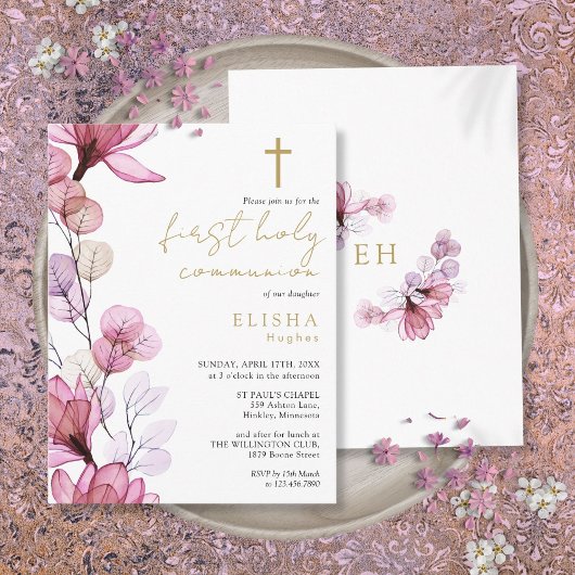 ほこりっぽいバラフローラファーストホーリーコミューン招待状 ポストカード