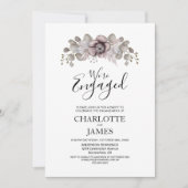 ほこりっぽいバラフローラフォト婚約パーティ 招待状 (正面)