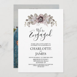 ほこりっぽいバラフローラフォト婚約パーティ 招待状