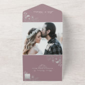 ほこりっぽいバラフローラフォト結婚式招待状 オールインワン招待状 (外側)