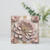 ほこりっぽいバラフローラフラットカード – 任意の大事な行事 招待状 (スタンド正面)