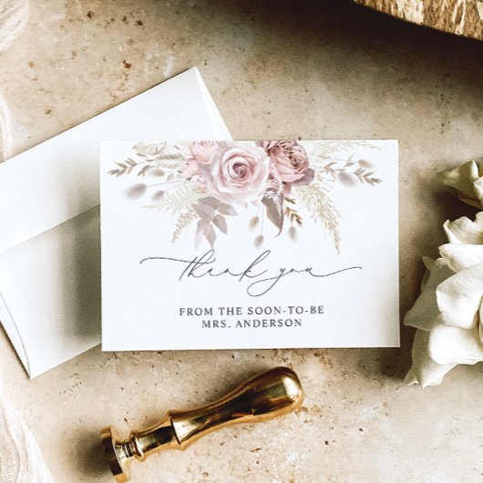 ほこりっぽいバラフローラブライダルシャワーサンキューカード サンキューカード
