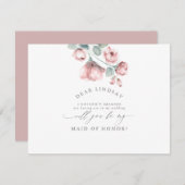 ほこりっぽいバラフローラブライデスメイド – メイド・オブ・オーナー（花嫁付き添い人） 招待状 (正面/裏面)