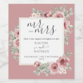 ほこりっぽいバラフローラミスター・アンド・ミセス・応援ズ結婚・ワイン ワインラベル (シングルラベル)