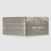 ほこりっぽいバラフローラメイスンジャー素朴カントリーウェディング ゲストブック (全面)