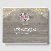 ほこりっぽいバラフローラメイスンジャー素朴カントリーウェディング ゲストブック (正面)