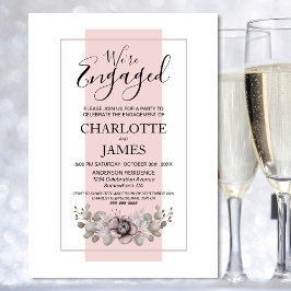 ほこりっぽいバラフローラユーカリ婚約パーティ 招待状