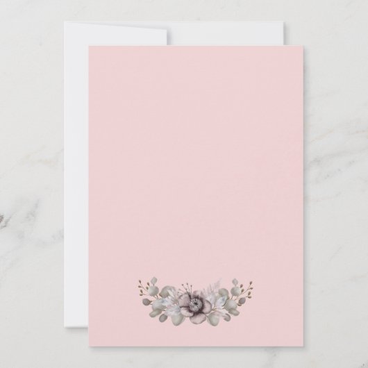 ほこりっぽいバラフローラユーカリ婚約パーティ 招待状 (裏面)