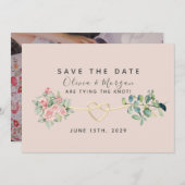 ほこりっぽいバラフローラユーカリ結婚プス セーブザデート (正面/裏面)