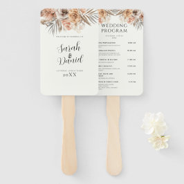 ほこりっぽいバラフローラリース結婚式 プログラム ハンドファン