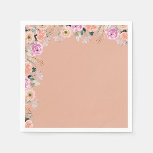 ほこりっぽいバラフローラレトロ(文字なし) スタンダードカクテルナプキン (正面)