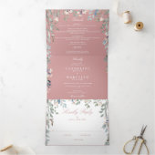 ほこりっぽいバラフローラワイルドフラワーフォト結婚ズ 三つ折り招待状 (内部)